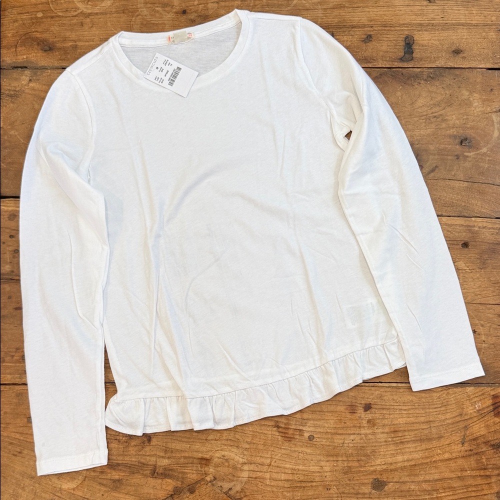 Crewcuts Girls Long Sleeve Peplum Top | Size 12 | White | NWT